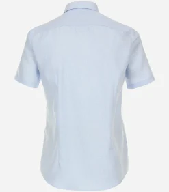 VENTI modern fit overhemd, korte mouw, dobby, blauw