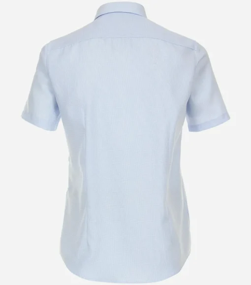 VENTI modern fit overhemd, korte mouw, dobby, blauw