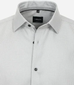 VENTI modern fit overhemd, korte mouw, dobby, grijs