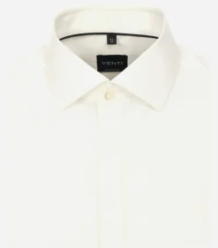 VENTI modern fit smoking overhemd, dubbele manchet en Kent kraag, popeline, beige